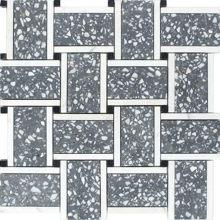 Apollo Tile Stellare Charcoal Gray, White 12-in x 12-in Honed Natural stone Marble Mosaic Floor and Wall Tile product image