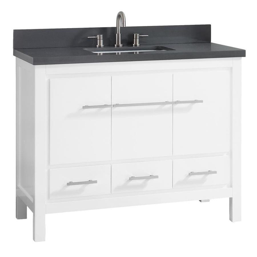 Azzuri Riley 43-in Sea Salt Gray Single Sink Bathroom Vanity with White Engineered Stone Top - Super Arbor