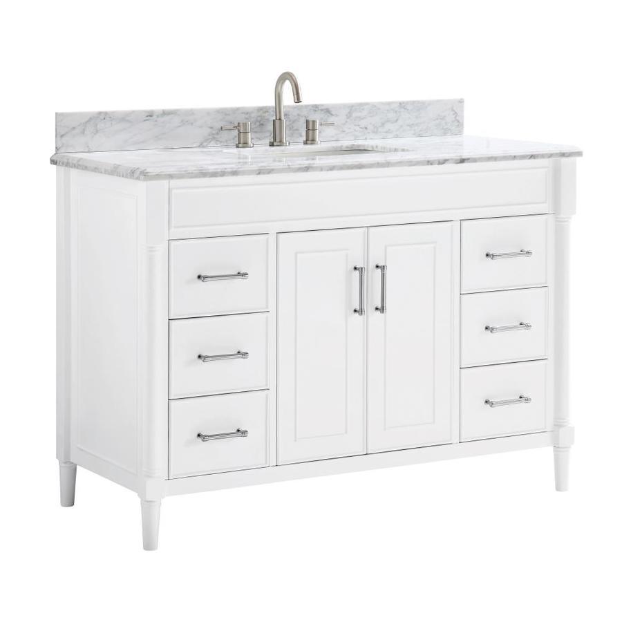 allen + roth Perrella 49-in Light Gray Single Sink Bathroom Vanity with Carrera White Natural Marble Top - Super Arbor