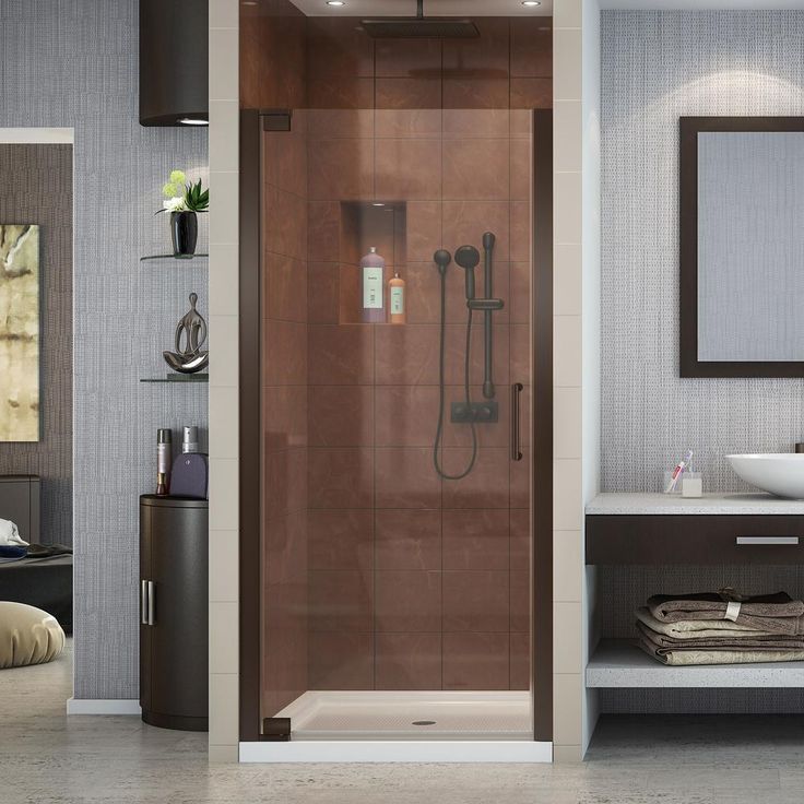 Elegance 34 in. to 36 in. x 72 in. Semi-Frameless Pivot Shower Door in Brushed Nickel
