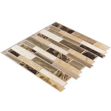 Peel&Stick Mosaics Verona Beige 10-in x 10-in Glossy Composite Linear Mosaic Peel & Stick Tile