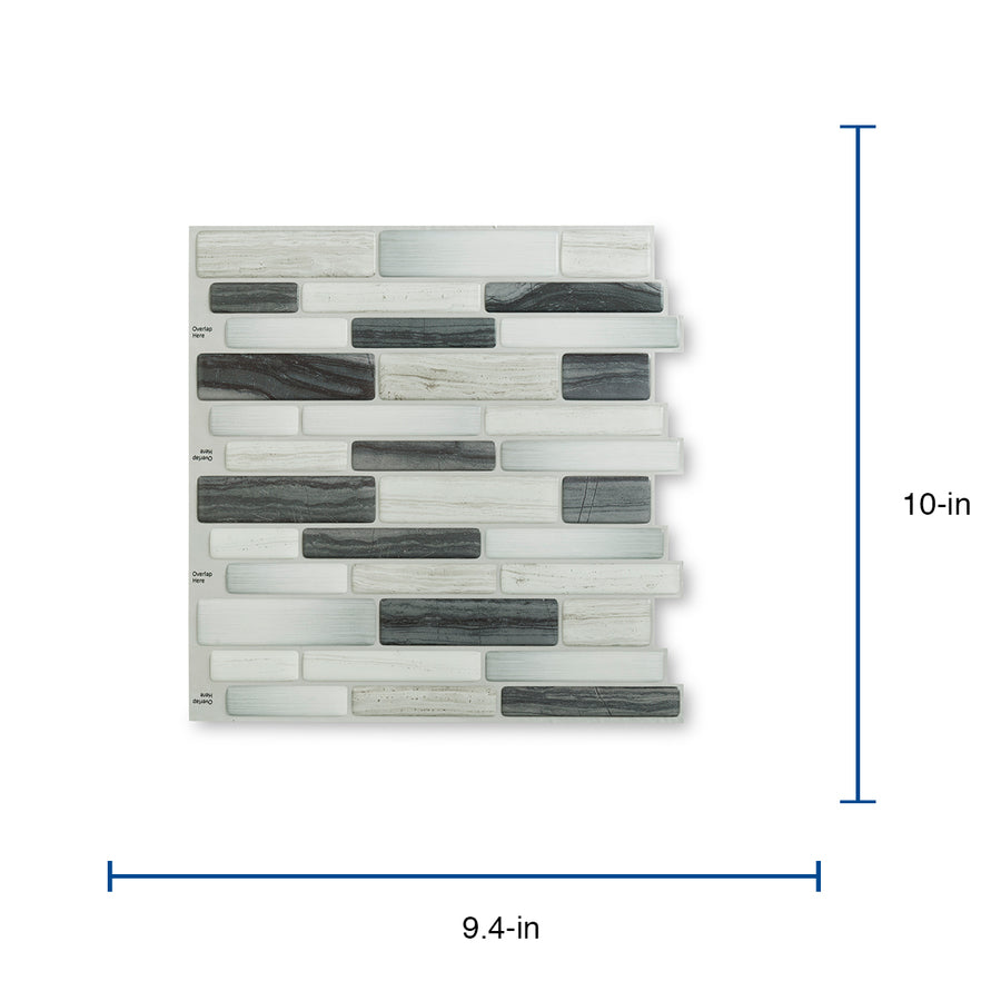 Peel&Stick Mosaics Peel and Stick Mountain Terrain 10-in x 10-in Glossy Composite Linear Mosaic Peel & Stick Tile - Super Arbor