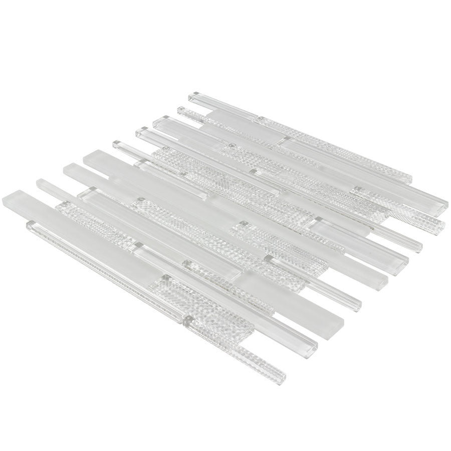 Elida Ceramica Glassy Terrain 12-in x 12-in Glossy Glass Linear Mosaic Wall Tile - Super Arbor