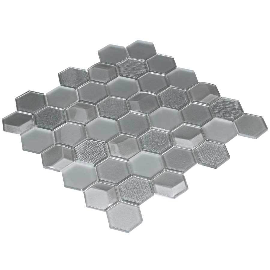 Elida Ceramica Skylight Hex 12-in x 12-in Glossy Glass Mosaic Wall Tile - Super Arbor