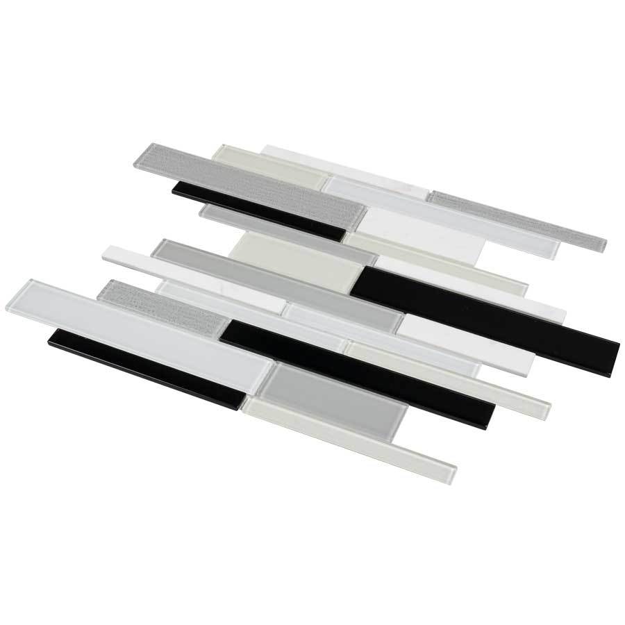 Elida Ceramica Moonlight Linear Blend 12-in x 12-in Glossy Glass/Stone Mosaic Wall Tile - Super Arbor