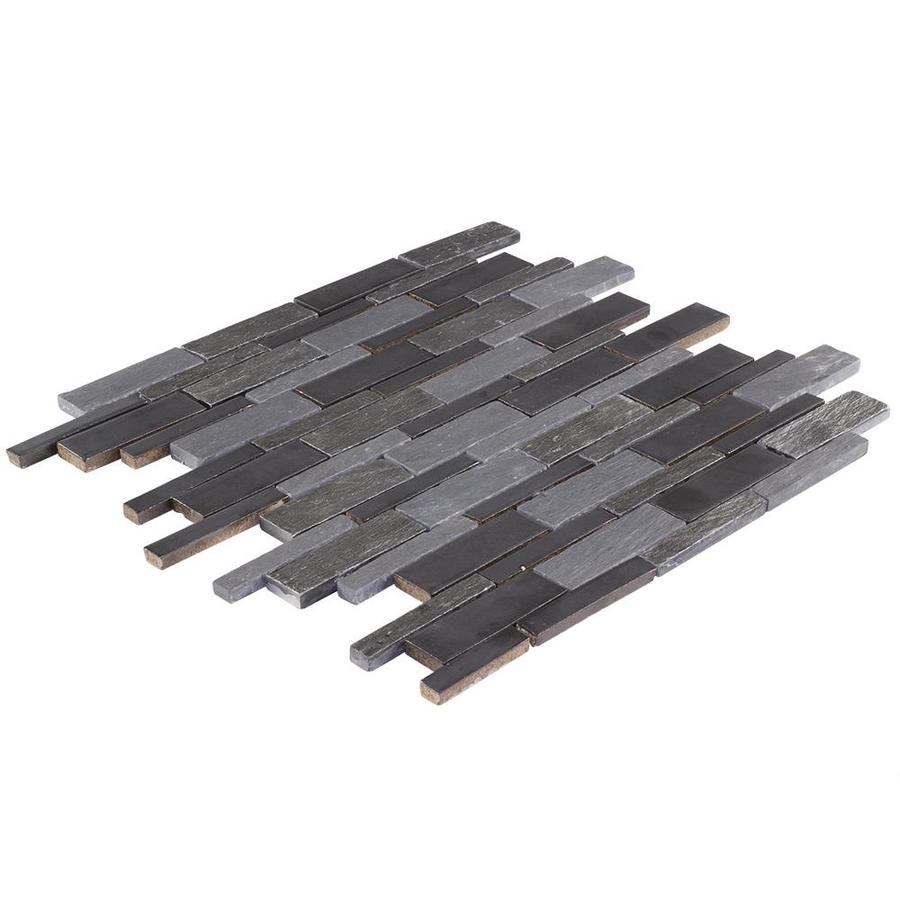 Elida Ceramica Natural Mountain 12-in x 12-in Crackled Ceramic/Stone Slate Linear Mosaic Wall Tile