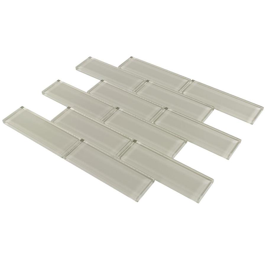 Elida Ceramica 2x6 Super White Mos Glass 12-in x 12-in Glossy Glass Brick Mosaic Wall Tile - Super Arbor