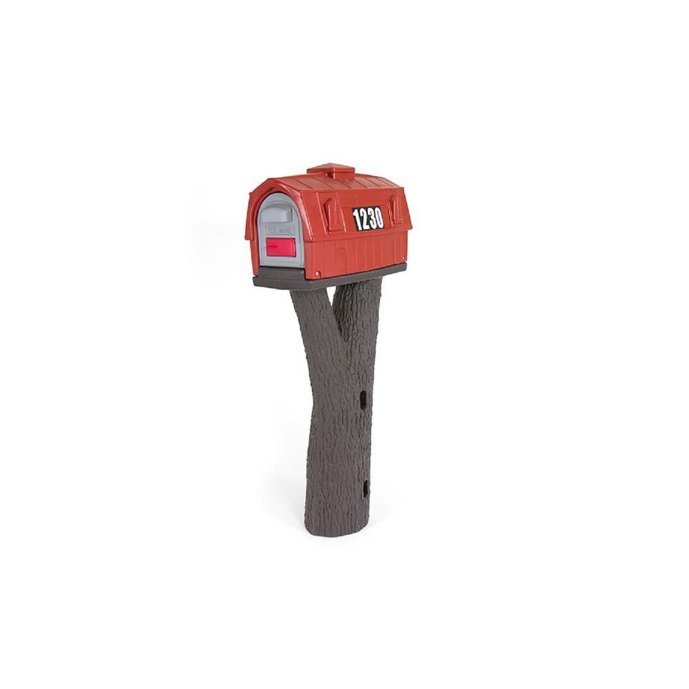 Rustic Barn Burnt Red / Espresso Post Mount Mailbox - Super Arbor