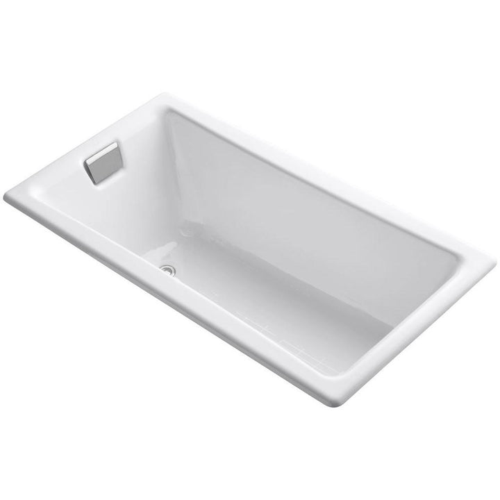 Tea-for-Two 5 ft. Reversible Drain Drop-In Cast Iron Bathtub in White - Super Arbor