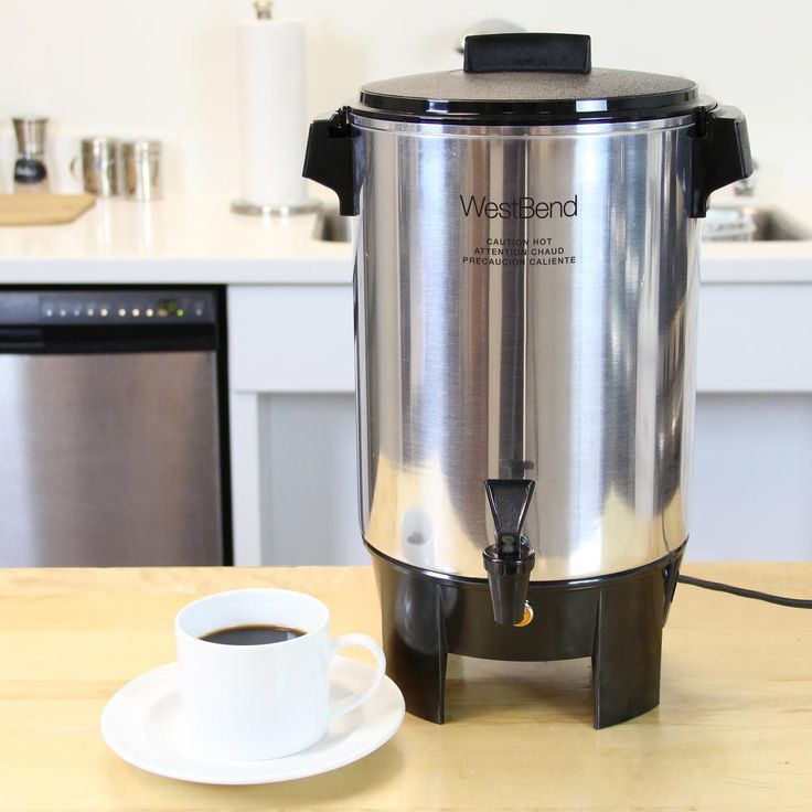 30-Cup Silver Commercial Aluminum Coffee Urn Features Automatic Temperature Control with Quick Brewing