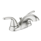 Moen Adler Spot Resist Brushed Nickel 2‑Handle 4-in Centerset WaterSense Bathroom Sink Faucet with Drain