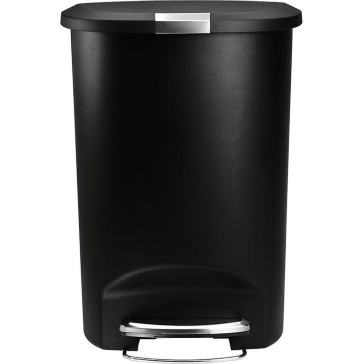 simplehuman 50-Liter Black Plastic Trash Can with Lid