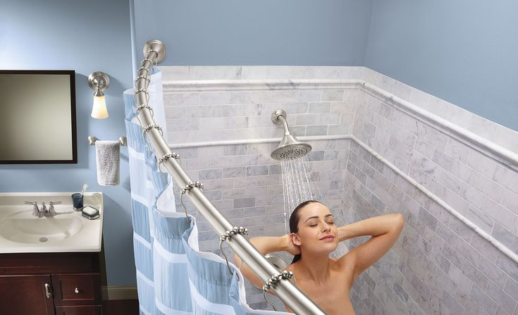 Moen 57-in to 60-in Tension Mount Brushed Nickel Tension Single Curve Shower Rod