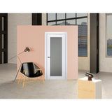 30 in. x 80 in. Smart Pro 207 Polar White Solid Core Wood 1-Lite Frosted Glass Interior Door Slab No Bore - Super Arbor