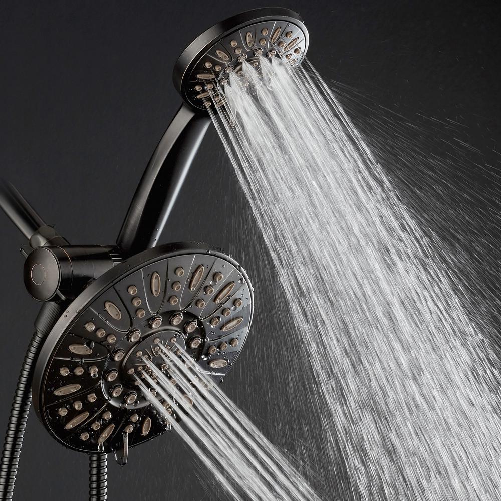 48-spray 7 in. Dual Shower Head and Handheld Shower Head in Oil Rubbed Bronze - Super Arbor