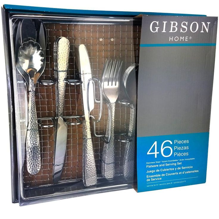 Hammered 46-Piece Stainless Steel Flatware Set (Service for 8)