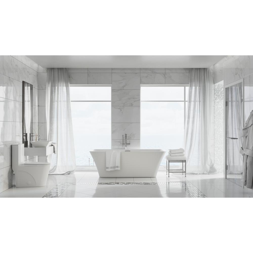 St. Tropez 1-Piece 0.8/1.28 GPF Dual Flush Elongated Toilet in White - Super Arbor
