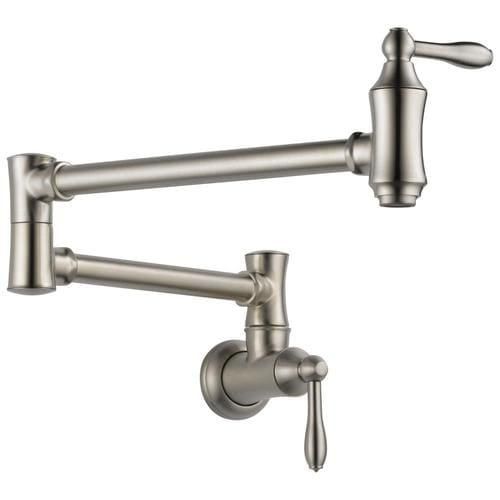 Delta Stainless 2-Handle Wall-Mount Pot Filler Handle Kitchen Faucet