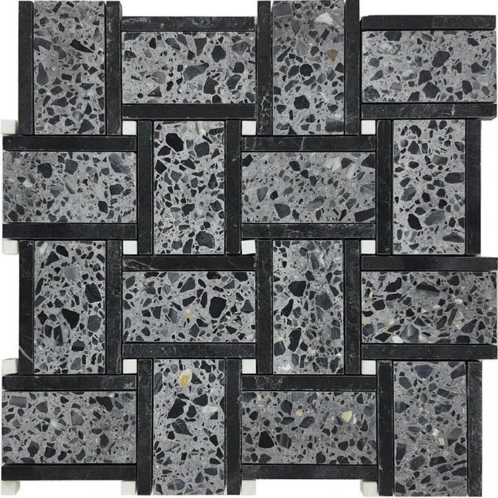 Apollo Tile Stellare Charcoal Gray, Black 12-in x 12-in Honed Natural stone Marble Mosaic Floor and Wall Tile product image