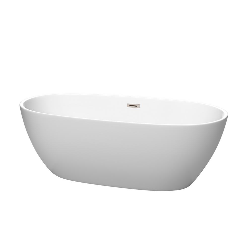 Juno 71 in. Acrylic Flatbottom Bathtub in Matte White with Matte Black Trim - Super Arbor