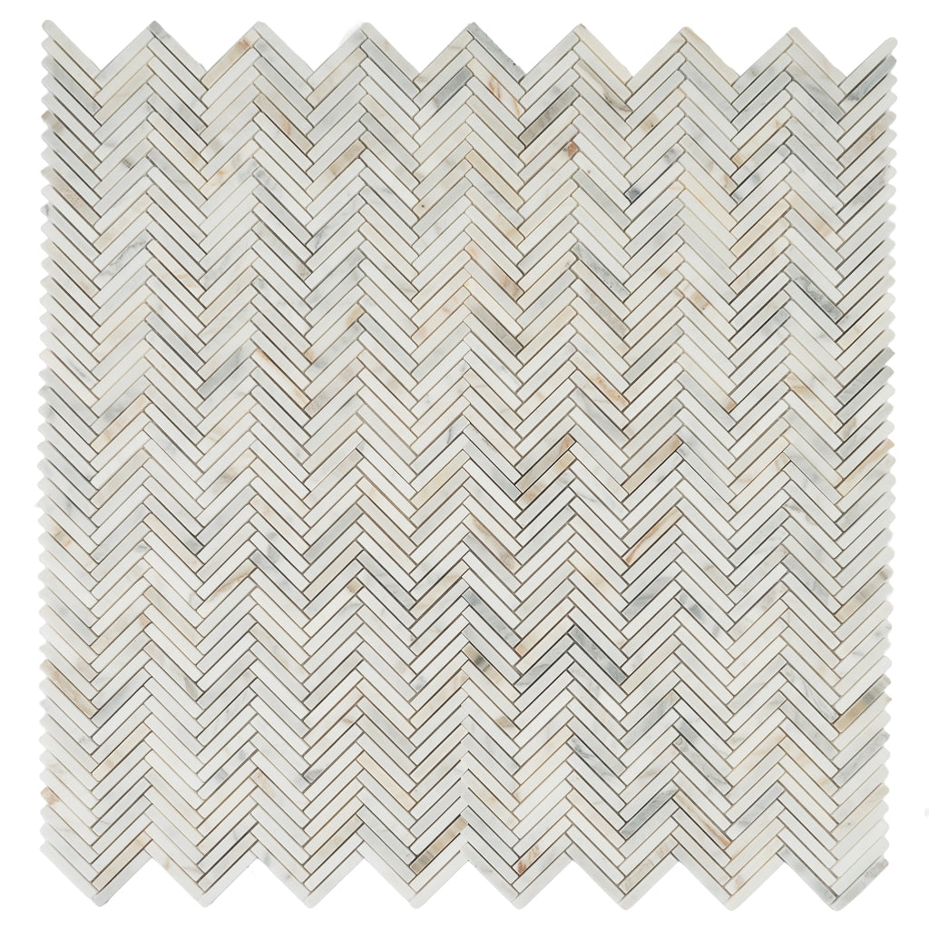 Apollo Tile Serena White Gray 11-in x 11-in Honed Natural stone Marble Herringbone Mosaic Floor and Wall Tile product image