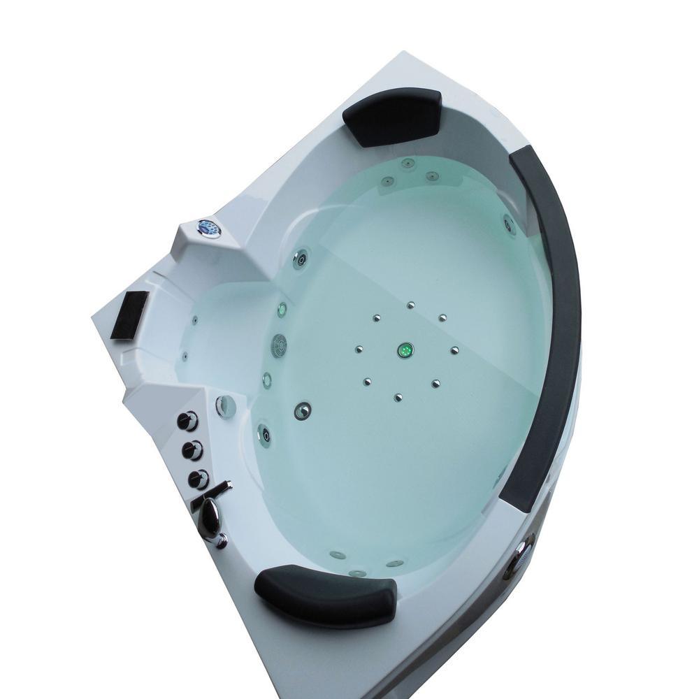 Sant'Angels 59 in. Acrylic Center Drain Corner Alcove Whirlpool Bathtub in White - Super Arbor