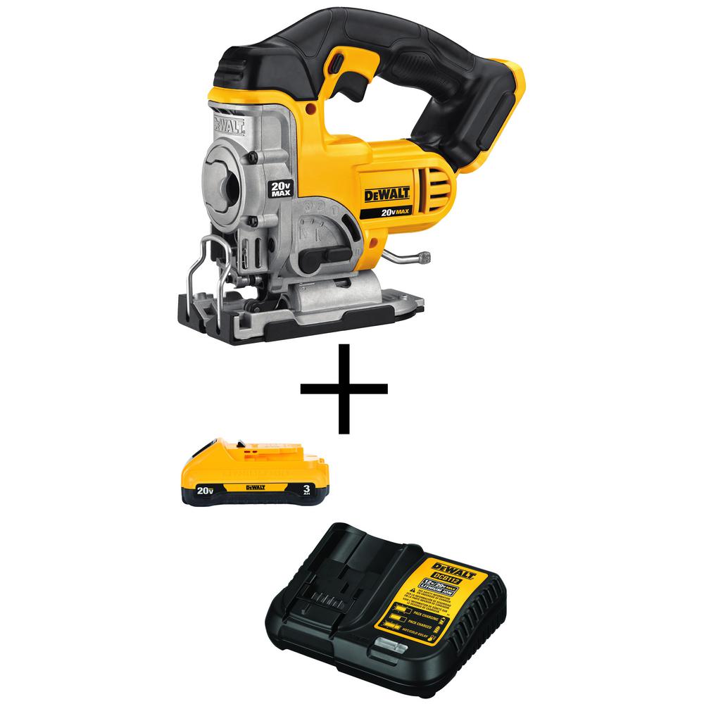 20-Volt MAX Lithium-Ion Cordless Jig Saw (Tool-Only) with 20-Volt MAX 3.0Ah Battery and Charger - Super Arbor