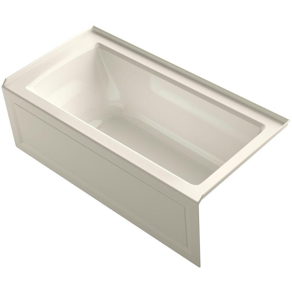 Archer 60 in. Left-Hand Drain Rectangular Alcove Bathtub in White - Super Arbor
