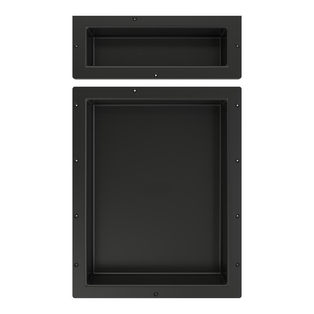 Redi Niche 16 in. W x 26 in. H Shampoo Soap Double Niche Set in Black - Super Arbor