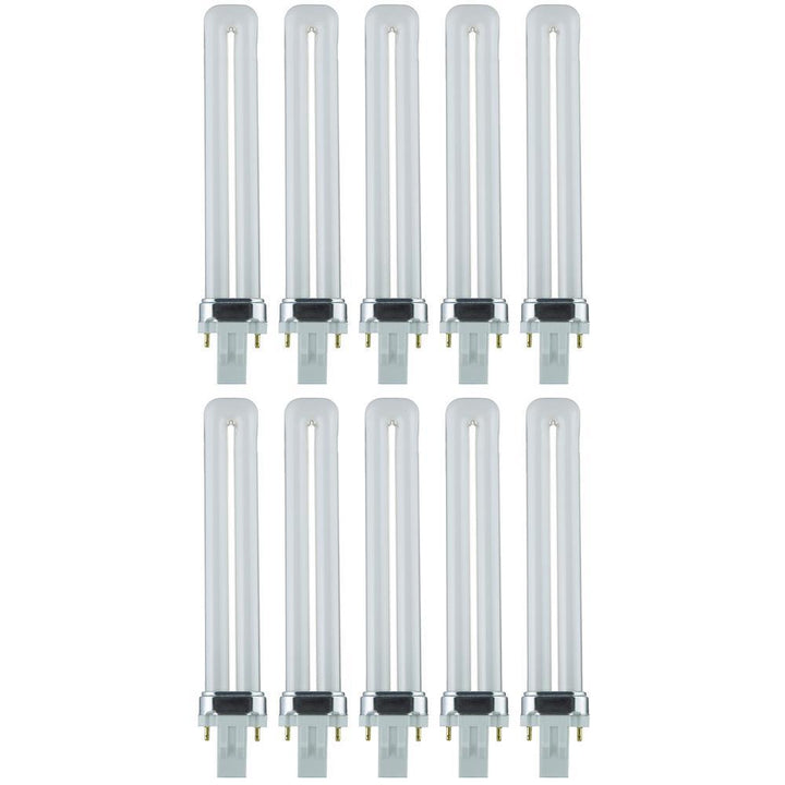 60-Watt Equivalent Twin Tube PL U-Shaped GX23 Base CFL Light Bulb in Neutral White, 3500K (10-Pack) - Super Arbor
