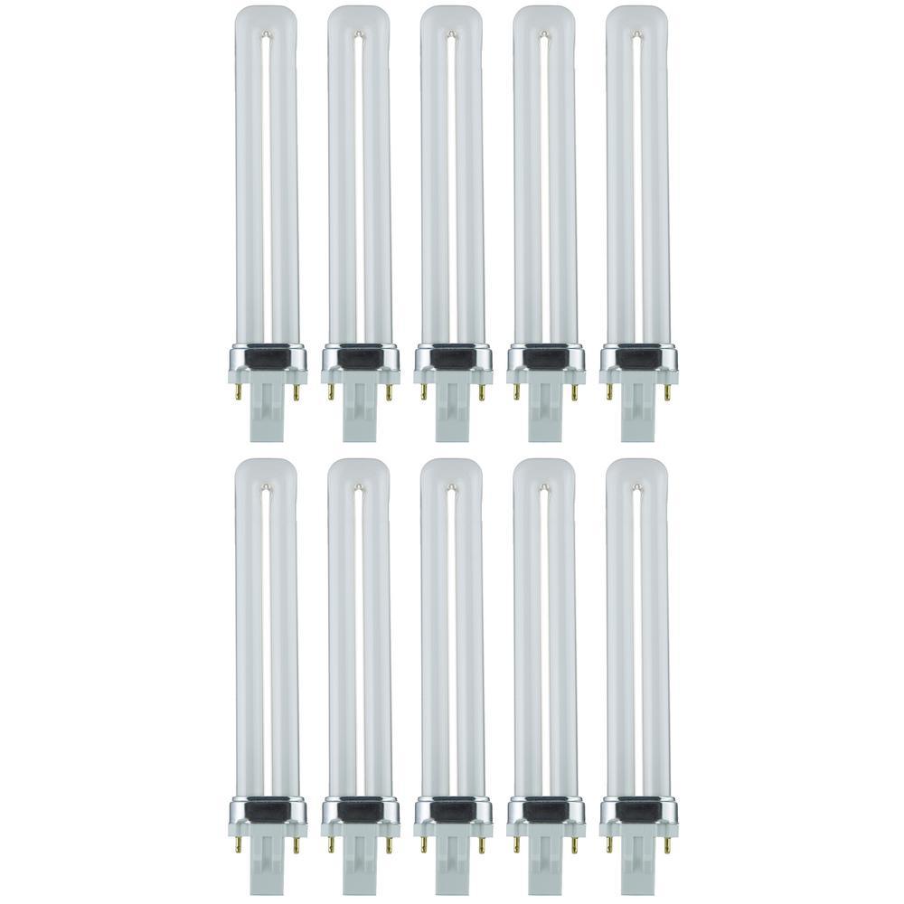 60-Watt Equivalent Twin Tube PL U-Shaped GX23 Base CFL Light Bulb in Warm White, 2700K (10-Pack) - Super Arbor
