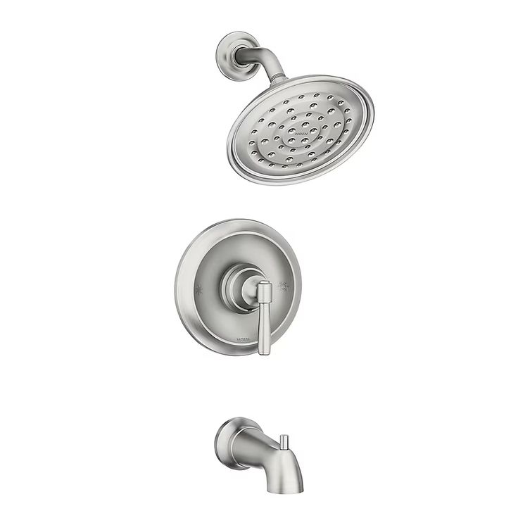 Moen Halle Spot Resist Brushed Nickel 1-Handle Commercial/Residential Bathtub and Shower Faucet with Valve Included