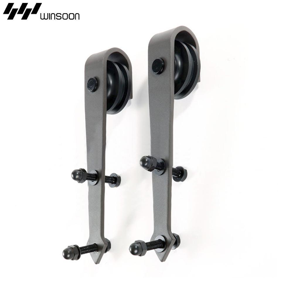 8 ft./96 in. Country Style Bypass Steel Sliding Barn Wood Door Hardware Roller Track Kit for Wood and Concrete Wall - Super Arbor