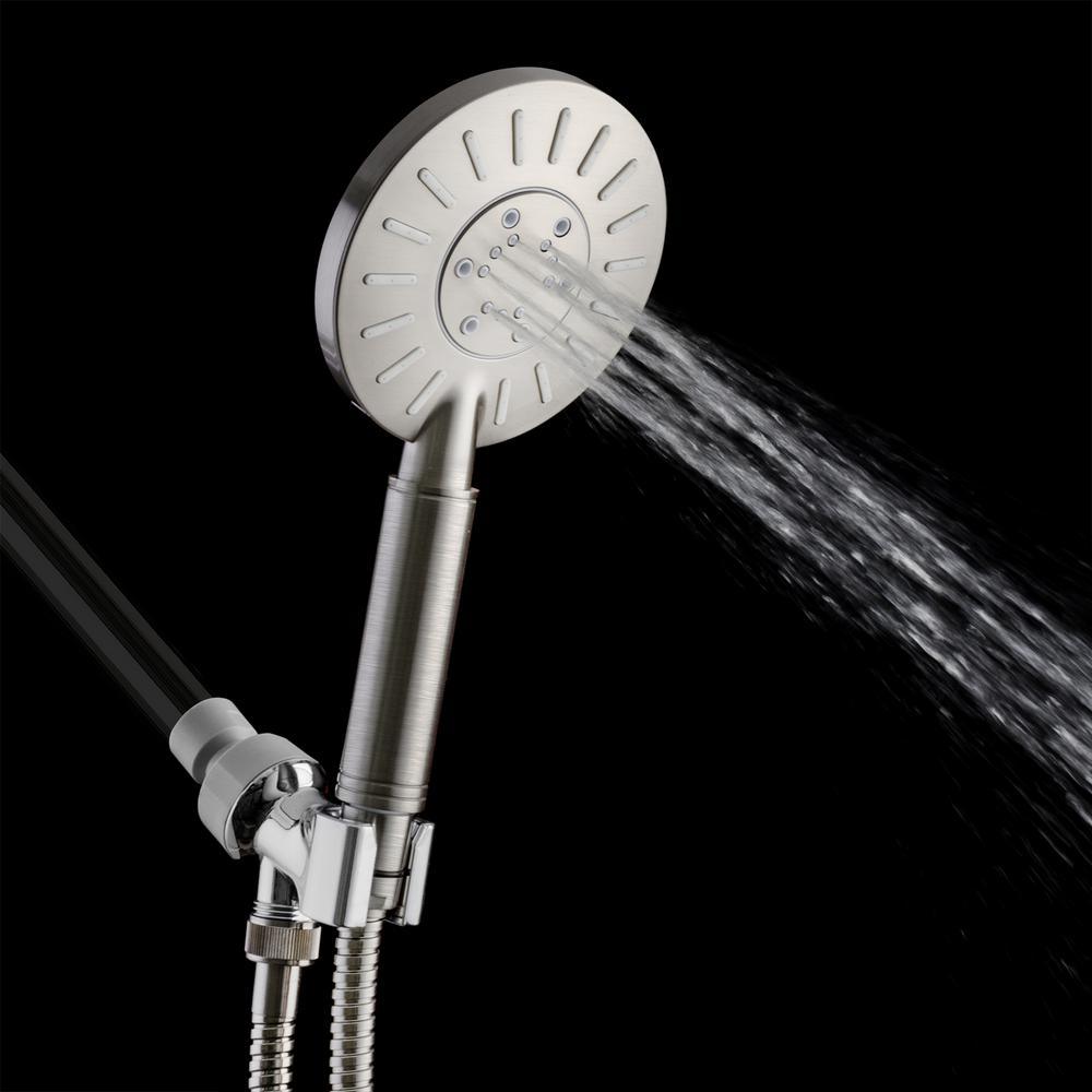 3-Spray 4.75 in. Single Wall Mount Handheld Adjustable Shower Head in Brushed Nickel - Super Arbor