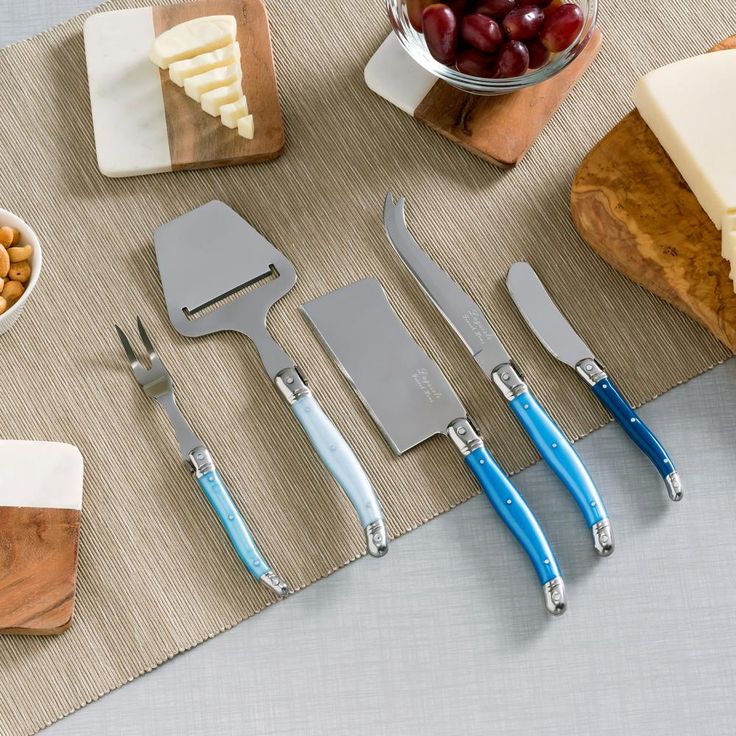 Laguiole 5 Piece Cheese Knife, Fork and Slicer Set, 