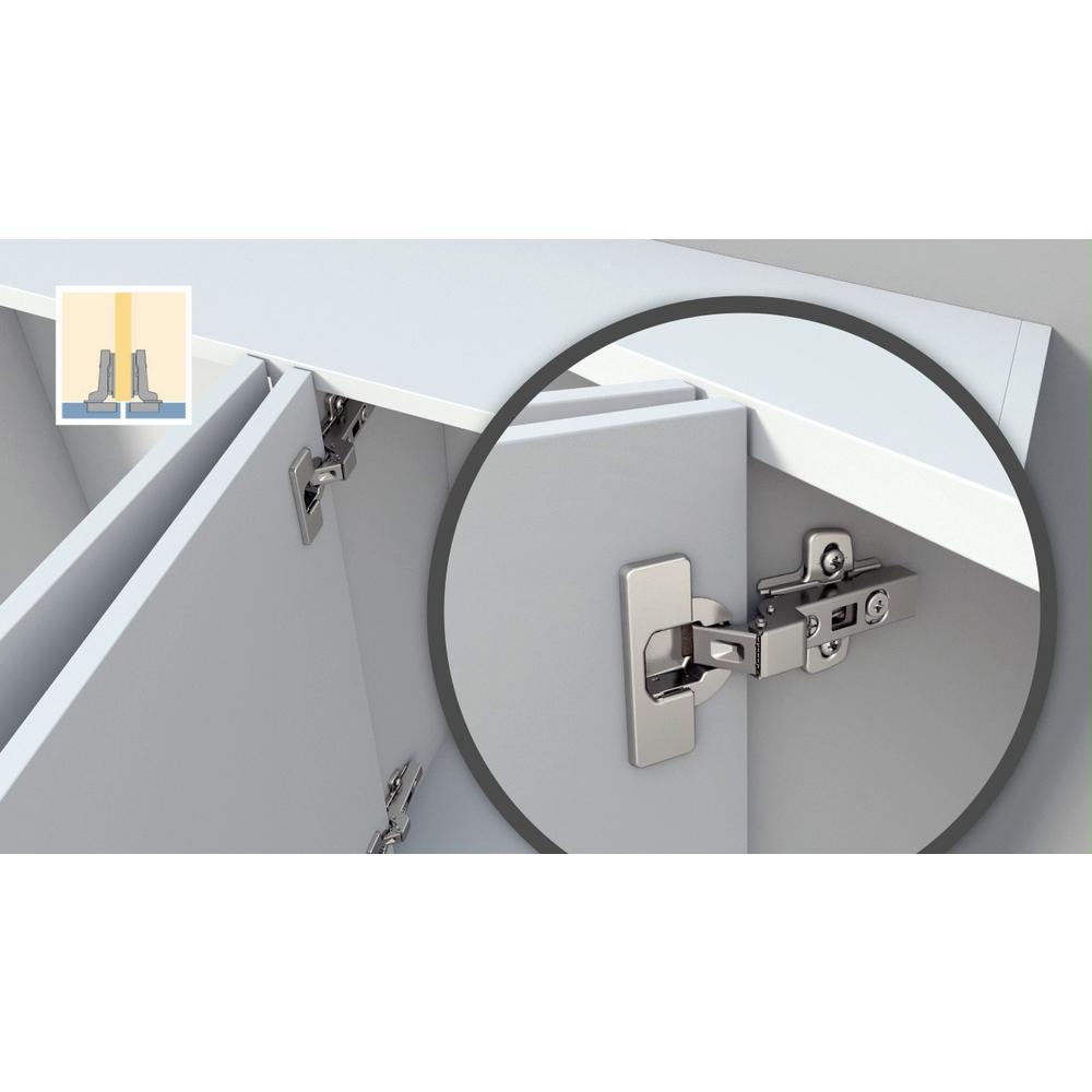 Concealed Half Overlay 1-3/8 in. (35 mm) Frameless Hinge, Toolless Clip-On Cup assembly (10-Pack) - Super Arbor