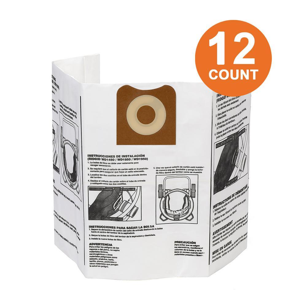 High-Efficiency Size A Dust Bags for 12 Gal. to 16 Gal. RIDGID Wet/Dry Vacs (2-Pack) - Super Arbor