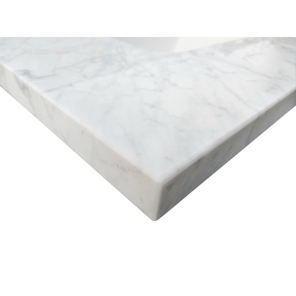 31 in. W x 22 in. D x 1 in. H Bianco Carrara White Marble Vanity Top with White Basin - Super Arbor