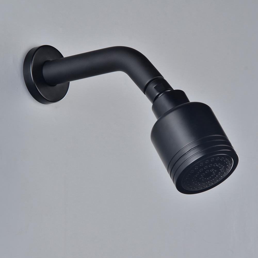 1-Spray Patterns with 4.1 GPM 2.52 in. Wall Mount Rain Fixed Shower Head in Matte Black - Super Arbor