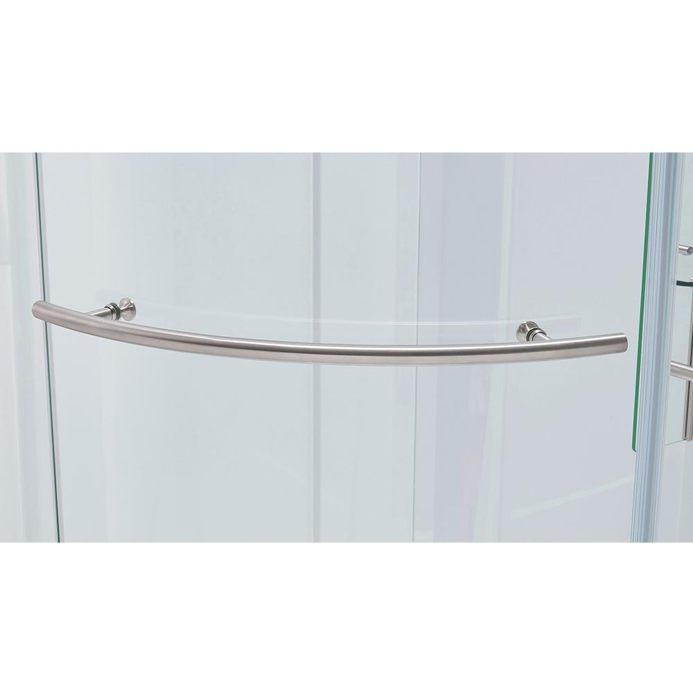 Glamour 34 in. x 76.40 in. Corner Drain Corner Shower Kit in Satin Nickel and White - Super Arbor