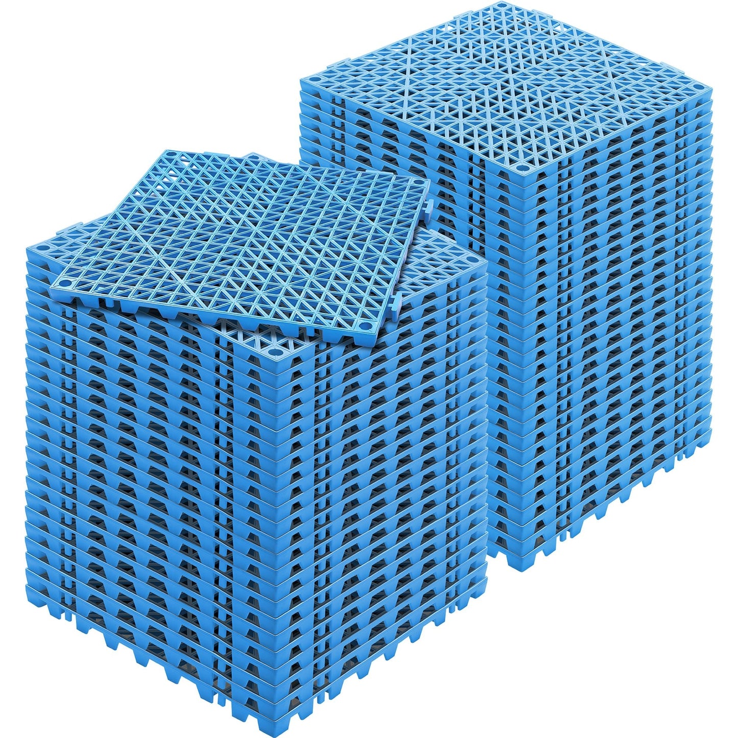 Angel Sar 12in 55PCS Soft PVC Non Slip Blue Interlocking Drainage Tiles Soft PVC Interlocking Drainage Floor Tiles Non Slip Drainage Holes for Restroom product image