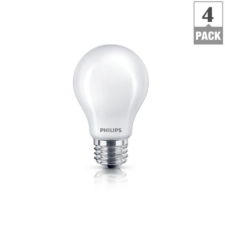 Philips 60-Watt Equivalent A19 Non-Dimmable Energy Saving Frosted Classic Glass LED Light Bulb Soft White (2700K) (4-Pack)