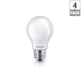 Philips 60-Watt Equivalent A19 Non-Dimmable Energy Saving Frosted Classic Glass LED Light Bulb Soft White (2700K) (4-Pack)