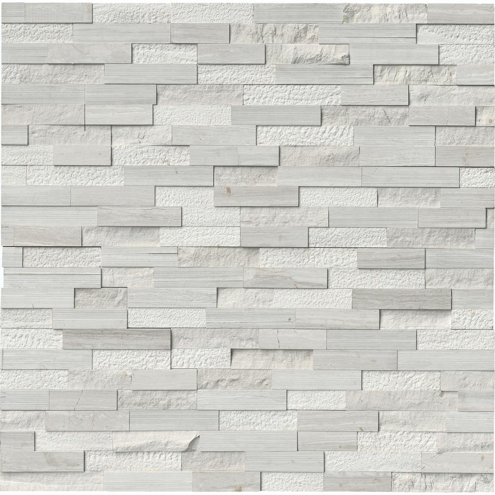 Arctic White 3D Ledger Panel 6 in. x 24 in. Honed Marble Wall Tile (10 cases / 60 sq. ft. / pallet) - Super Arbor