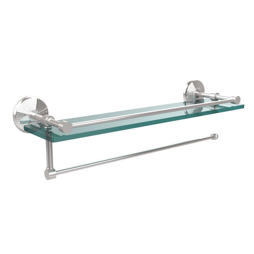 22 in. L x 5 in. H x 5 in. W Paper Towel Holder with Gallery Clear Glass Shelf in Venetian Bronze - Super Arbor