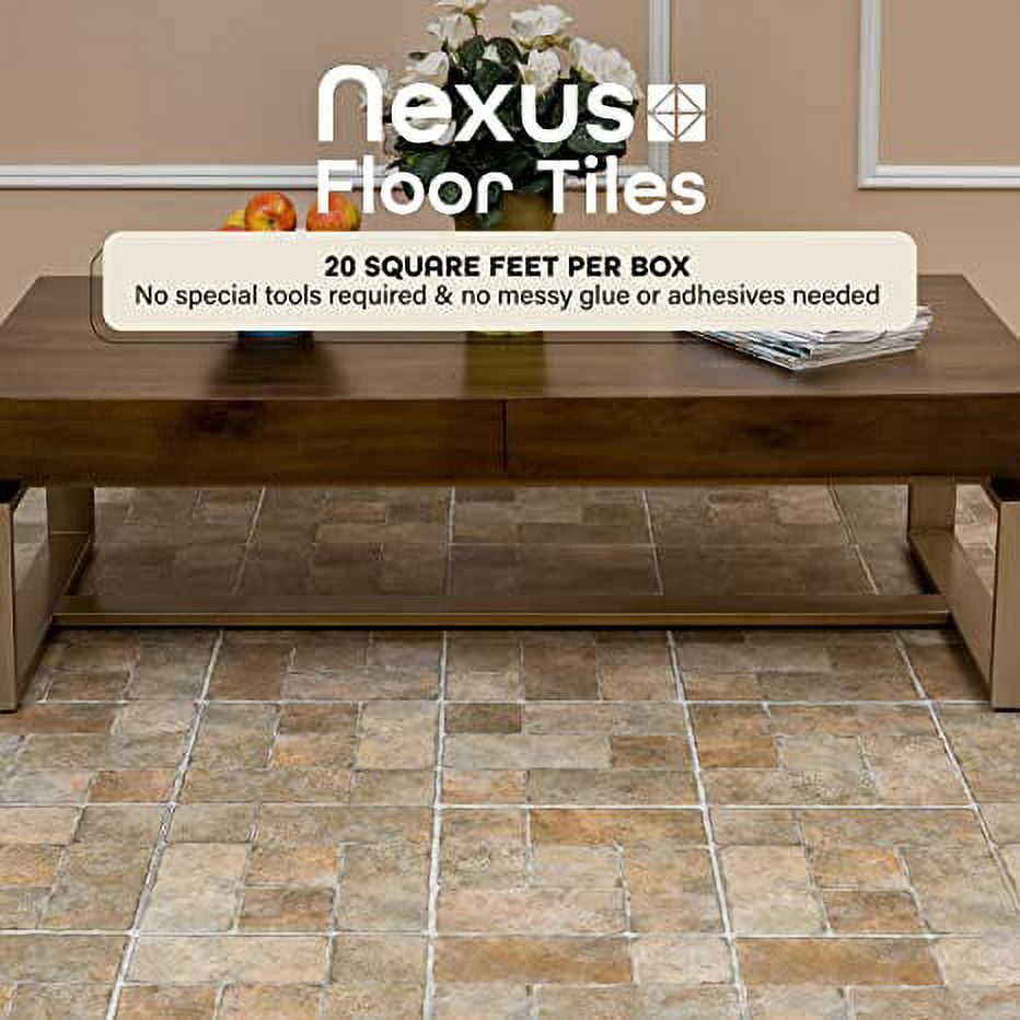 Achim Nexus Self-Adhesive Vinyl Floor Tile, Quartose Granite – 12 x 12 in, 1.2mm, 20 Tiles/20 sq ft