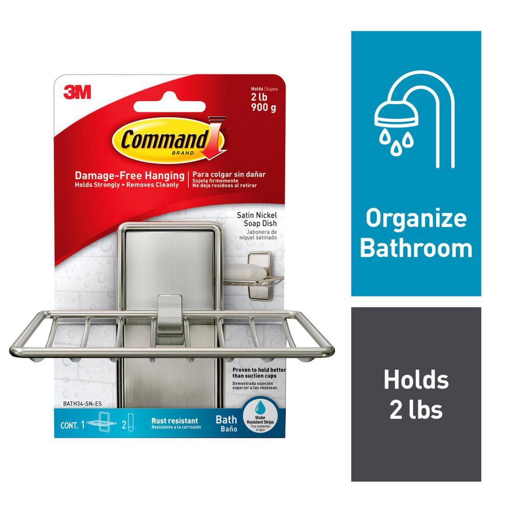 Satin Nickel Soap Dish (1-Soap Dish) (2-Water Resistant Strips) - Super Arbor