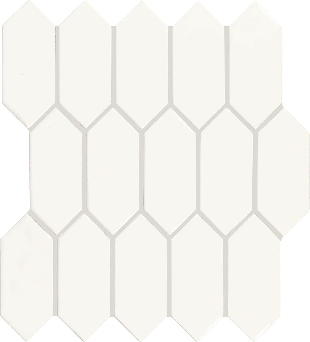 Daltile Core Crafted True White 11-in x 12-in Glossy Ceramic Handcrafted look Picket Mosaic Wall Tile product image