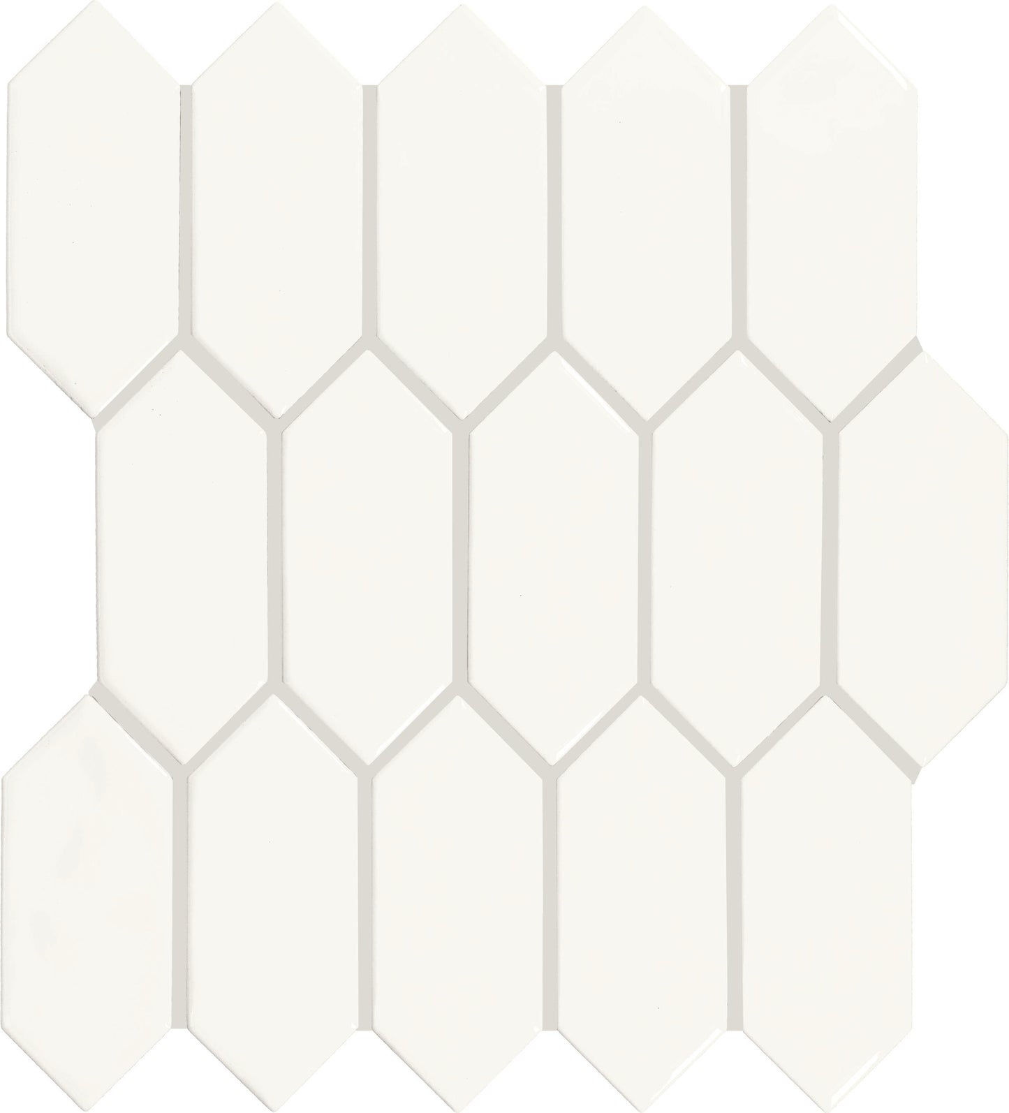 Daltile Core Crafted True White 11-in x 12-in Glossy Ceramic Handcrafted look Picket Mosaic Wall Tile product image