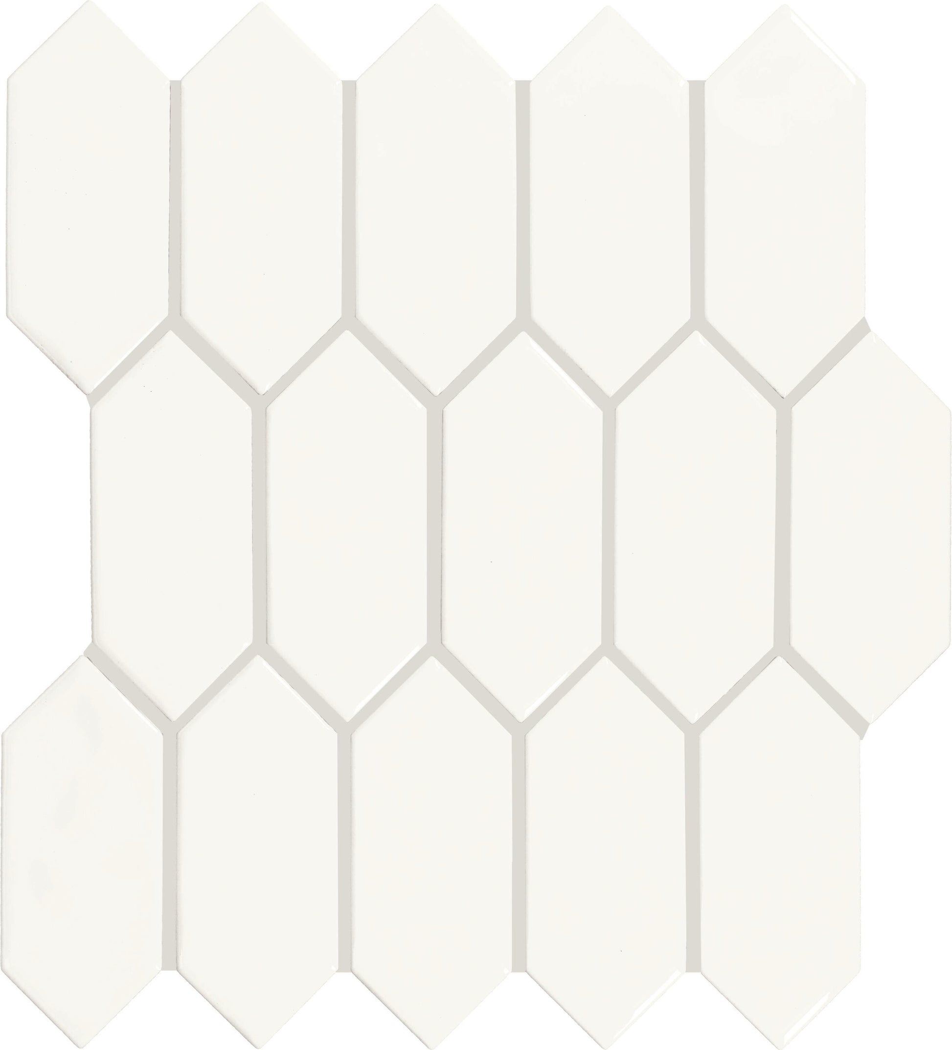 Daltile Core Crafted True White 11-in x 12-in Glossy Ceramic Handcrafted look Picket Mosaic Wall Tile product image